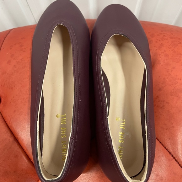 Women's Burgundy Slip-On Ballet Flats - Picture 2 of 5